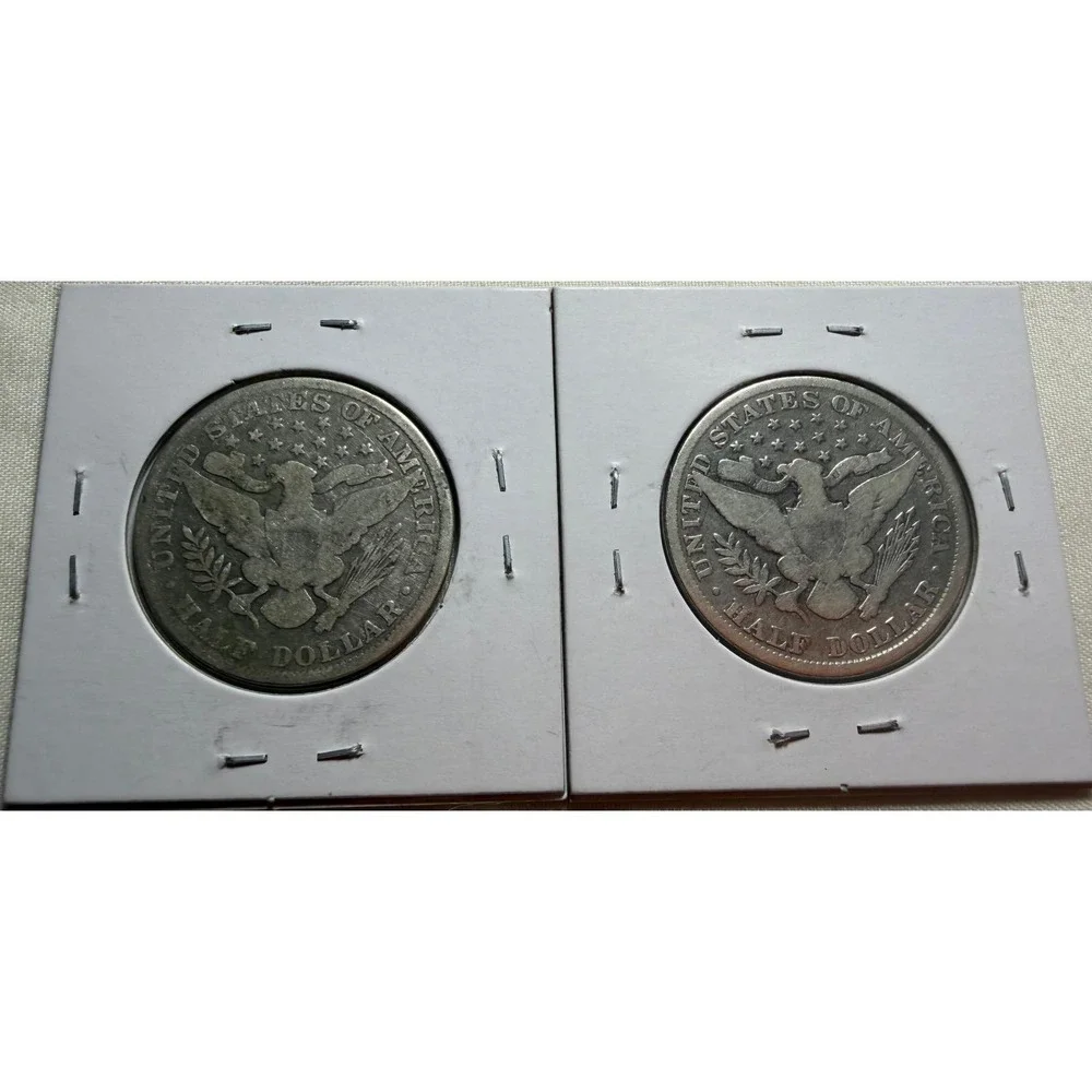 1897 and 1900 US Barber Half Dollar 90% Silver Coins 2 Piece Set S121
